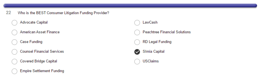 Simia in Texas! Vote for us for best Pre-Settlement Funding firm